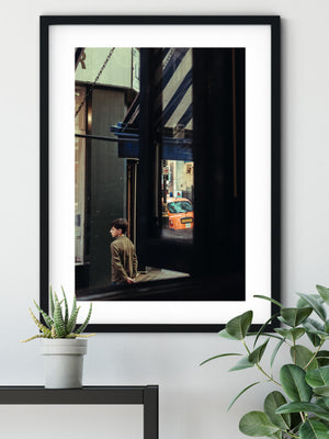 Boy Under Blue Striped Awning (A3 42x29cm)